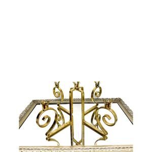Vintage Gold Metal 5 holder Candelabra , Hollywood Regency , Gold Candle